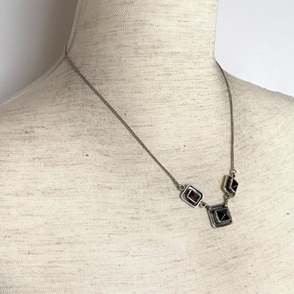 Sterling Silver 925 Rectangular Bezel Set 3 Stone… - image 5